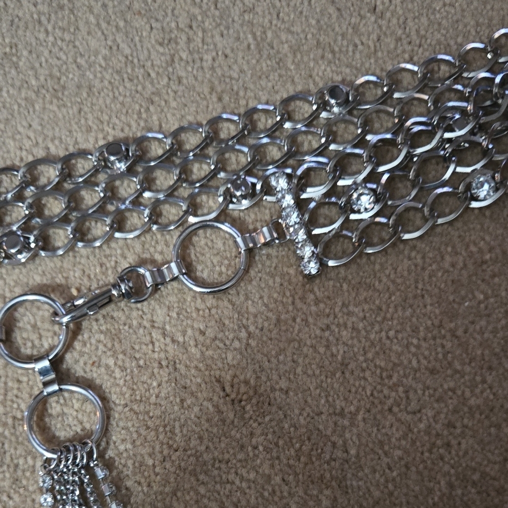 White House Black Market Silver Chain Belt